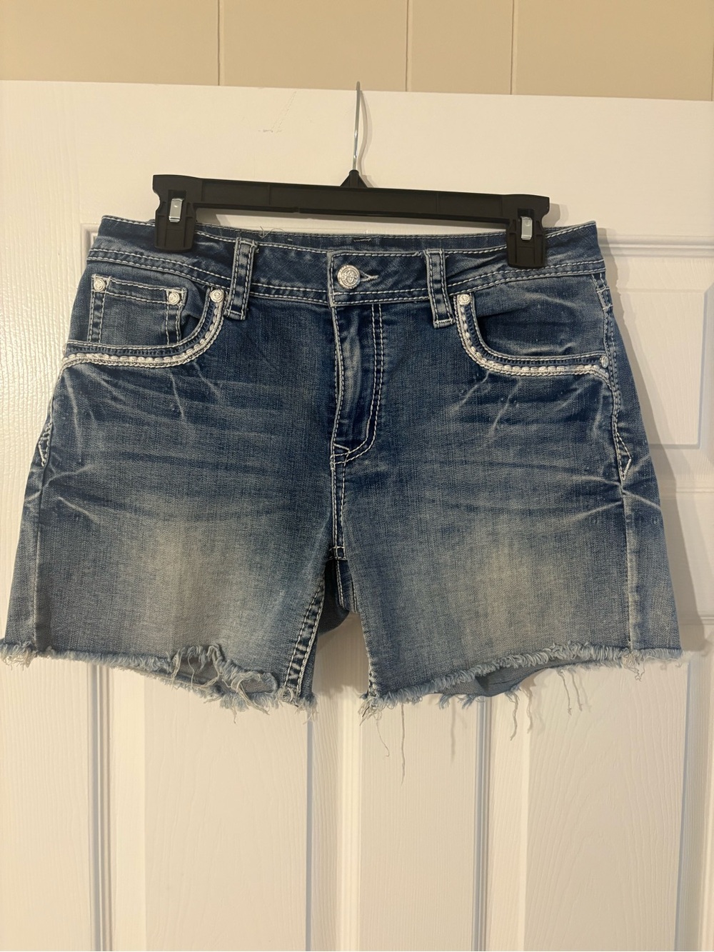 Grace Distressed Blue Denim Cutoff Shorts